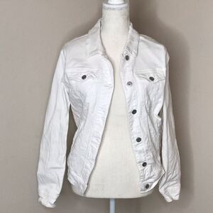 Anthropologie pilco white denim jacket‎